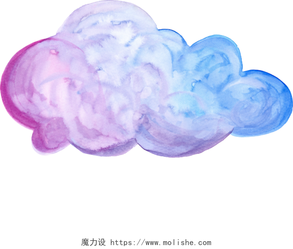 多彩墨云朵团漂浮素材